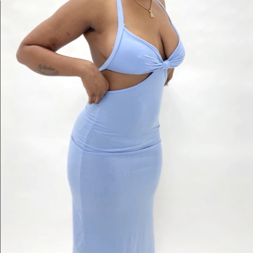 Halter Tie Cut Out Maxi Dress with Slit